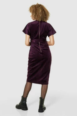 Closet London Burgundy Kimono Wrap Over Velvet Dress -Closet London Popular Shop D7591 PLUM 71796 27890.1675337554