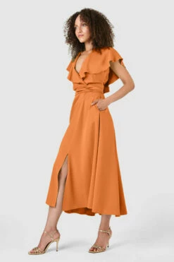 Closet London OrangeFull Skirt Midi Dress -Closet London Popular Shop D7605 25 68940.1633697756.1280.1280 cop 3y 01221.1655991080