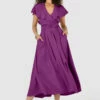 Closet London Magenta Full Skirt Midi Dress