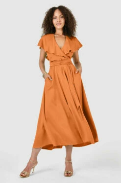 Closet London OrangeFull Skirt Midi Dress -Closet London Popular Shop D7605 8 52581.1636976974.1280.1280 copy 3 80076.1655991080