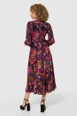 Closet London Maroon Floral Print Full Skirt Wrap Dress -Closet London Popular Shop D7606 MAROON 71110 61841.1675337070
