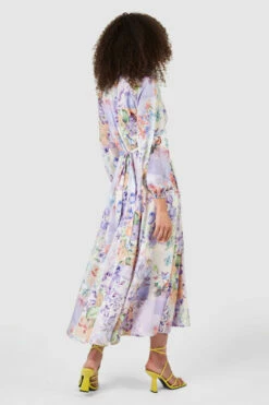 Closet London Purple Floral Print Full Skirt Wrap Dress -Closet London Popular Shop D7606 37 34442.1633697906
