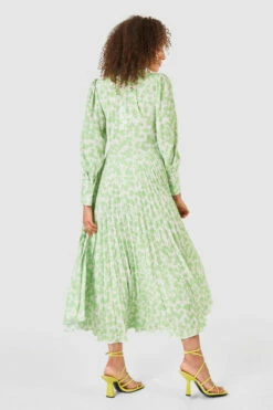 Closet London Lime Green Floral Print Pleated Shirt Dress -Closet London Popular Shop D7635 MG 5225 36391.1633701240