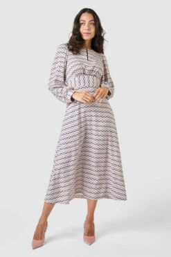 Closet London Purple Print Gathered Waist Puff Sleeve Midi Dress -Closet London Popular Shop D7649 23 86385.1633702453