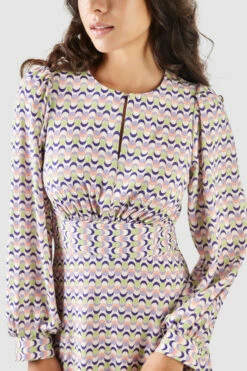 Closet London Purple Print Gathered Waist Puff Sleeve Midi Dress -Closet London Popular Shop D7649 75 84178.1633702473