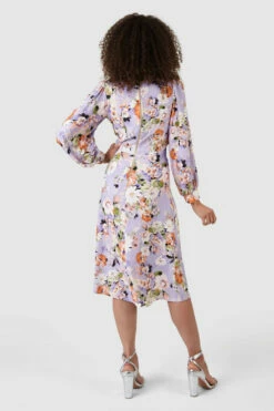 Closet London Purple Floral Print Puff Sleeve Dress -Closet London Popular Shop D7651 20 27675.1633702534
