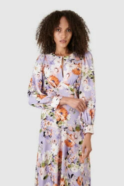 Closet London Purple Floral Print Puff Sleeve Dress -Closet London Popular Shop D7651 27 18254.1633702547