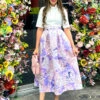 Closet London Lilac Purple Floral Print High Neck Full Skirt Dress