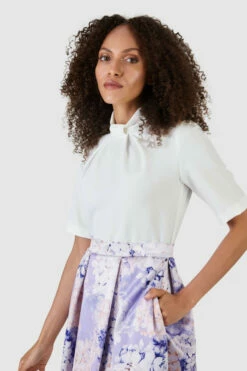 Closet London Lilac Purple Floral Print High Neck Full Skirt Dress -Closet London Popular Shop D7655 34 51715.1633703206