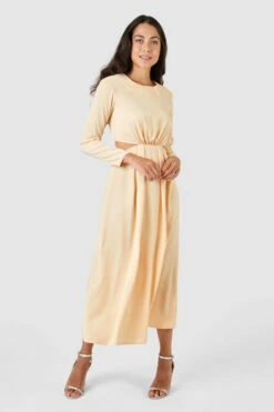 Closet London Peach Cut Out Waist Pleated Midi Dress -Closet London Popular Shop D7661 11 59900.1633703344