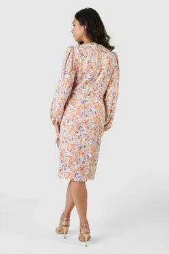 Closet London Peach Floral Print Pleated Wrap Dress -Closet London Popular Shop D7684 47 58187.1633704096