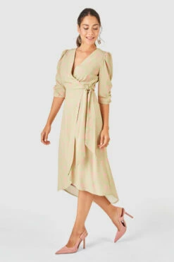 Closet London Peach Print Tie A-Line Wrap Midi Dress -Closet London Popular Shop D7687 MG 5275 37773.1633704411