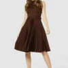 Closet London Chocolate Brown Pleated Skirt Dress -Closet London Popular Shop D7726 20211130 Closet 1555 79979.1639566129