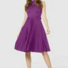 ClosetLondon Purple Pleated Skirt Dress