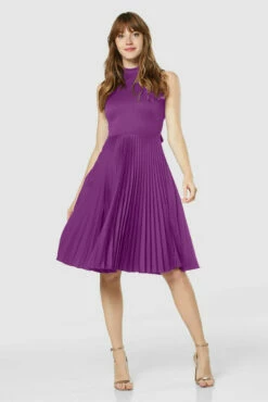 ClosetLondon Purple Pleated Skirt Dress