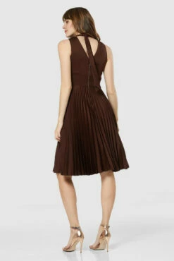 Closet London Chocolate Brown Pleated Skirt Dress -Closet London Popular Shop D7726 20211130 Closet 1561 04389.1639566138
