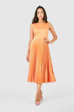 Closet London Orange Pleated Midi Dress -Closet London Popular Shop D7751 14 15686.1633705127