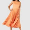 Closet London Orange Pleated Midi Dress -Closet London Popular Shop D7751 5 54614.1635163889