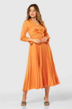 Closet London Orange Pleated Twist Midi Dress 9 Closet London Orange Pleated Twist Midi Dress -Closet London Popular Shop D7754 20210907 Closet London119734 28837.1643802134