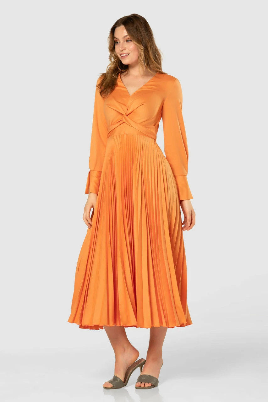 Closet London Orange Pleated Twist Midi Dress 6 Closet London Orange Pleated Twist Midi Dress - Image 4