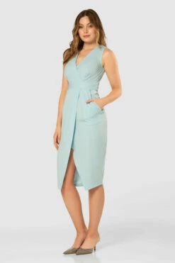 Closet London Blue Sleeveless Wrap Midi Dress -Closet London Popular Shop D7764 20210907 Closet London119772 89809.1643722790