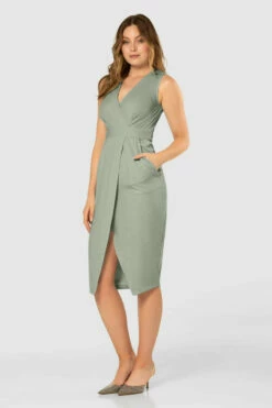 Closet London Green Sleeveless Wrap Midi Dress -Closet London Popular Shop D7764 20210907 Closet London119772 89809.1643722790.1280.1280 83588.1653058465