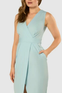 Closet London Blue Sleeveless Wrap Midi Dress -Closet London Popular Shop D7764 20210907 Closet London119780 32900.1643722791