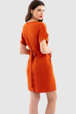 Closet London Rust Brown V-Neck Tulip Dress -Closet London Popular Shop D7767 Rust DSC 7291 04220.1649778417