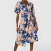 Closet London Royal Blue Floral Print Kimono A-Line Midi Dress