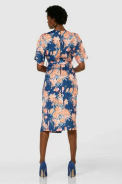 Closet London Royal Blue Floral Print Kimono A-Line Midi Dress -Closet London Popular Shop D7789 20210907 Closet London120140 99016.1643799296