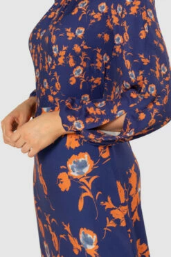 Closet London Blue Floral Print Gathered Neck Midi Dress -Closet London Popular Shop D7800 20210907 Closet London119599 64290.1643891925