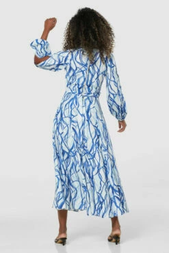 Closet London Blue Print Full Skirt Wrap Midi Dress -Closet London Popular Shop D7808 20211130 Closet 0908 31090.1646061929