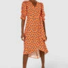 Closet London Orange Polka Dot Print Tie A-Line Wrap Midi Dress -Closet London Popular Shop D7829 20210907 Closet London120502 37434.1643892220