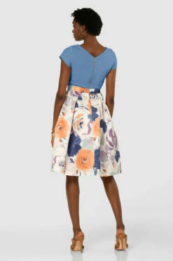 Closet London Ivory Floral Print Full Skirt V-Neck Dress -Closet London Popular Shop D7854 20210907 Closet London120076 2 68949.1643893266