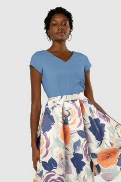 Closet London Ivory Floral Print Full Skirt V-Neck Dress -Closet London Popular Shop D7854 20210907 Closet London120079 2 84847.1647510083