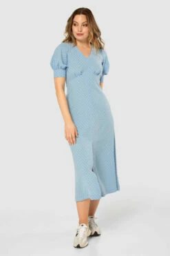 Closet London Blue Dobby Tie Back A-Line Dress -Closet London Popular Shop D7876 20210907 Closet London120566 31674.1643799773