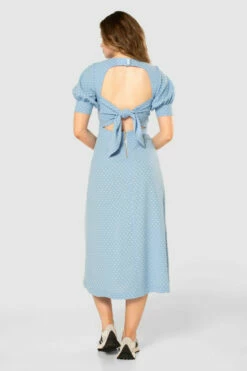 Closet London Blue Dobby Tie Back A-Line Dress -Closet London Popular Shop D7876 20210907 Closet London120582 81609.1650882898