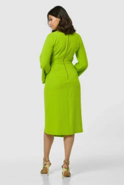 Closet London Lime Green Wrap Midi Dress -Closet London Popular Shop D7882 20211026 Closet London 0784 56375.1647277937