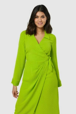 Closet London Lime Green Wrap Midi Dress -Closet London Popular Shop D7882 20211026 Closet London 0812 37405.1647277934