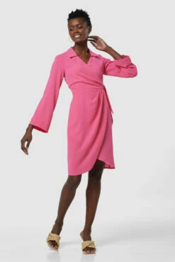 Closet London Pink Draped Wrap Dress -Closet London Popular Shop D7887 20211026 Closet London 0513 38775.1647277982