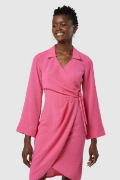 Closet London Pink Draped Wrap Dress -Closet London Popular Shop D7887 20211026 Closet London 0518 77247.1647278033