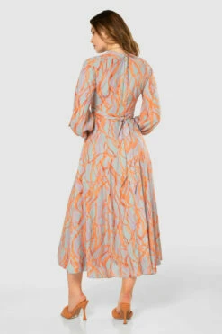 Closet London Orange Print Full Skirt Wrap Midi Dress -Closet London Popular Shop D7892 20210907 Closet London120930 38374.1643802442