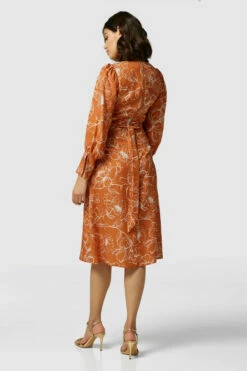 Closet London Orange Floral Print Puff Sleeve Dress -Closet London Popular Shop D7897 3098 43179.1643893842