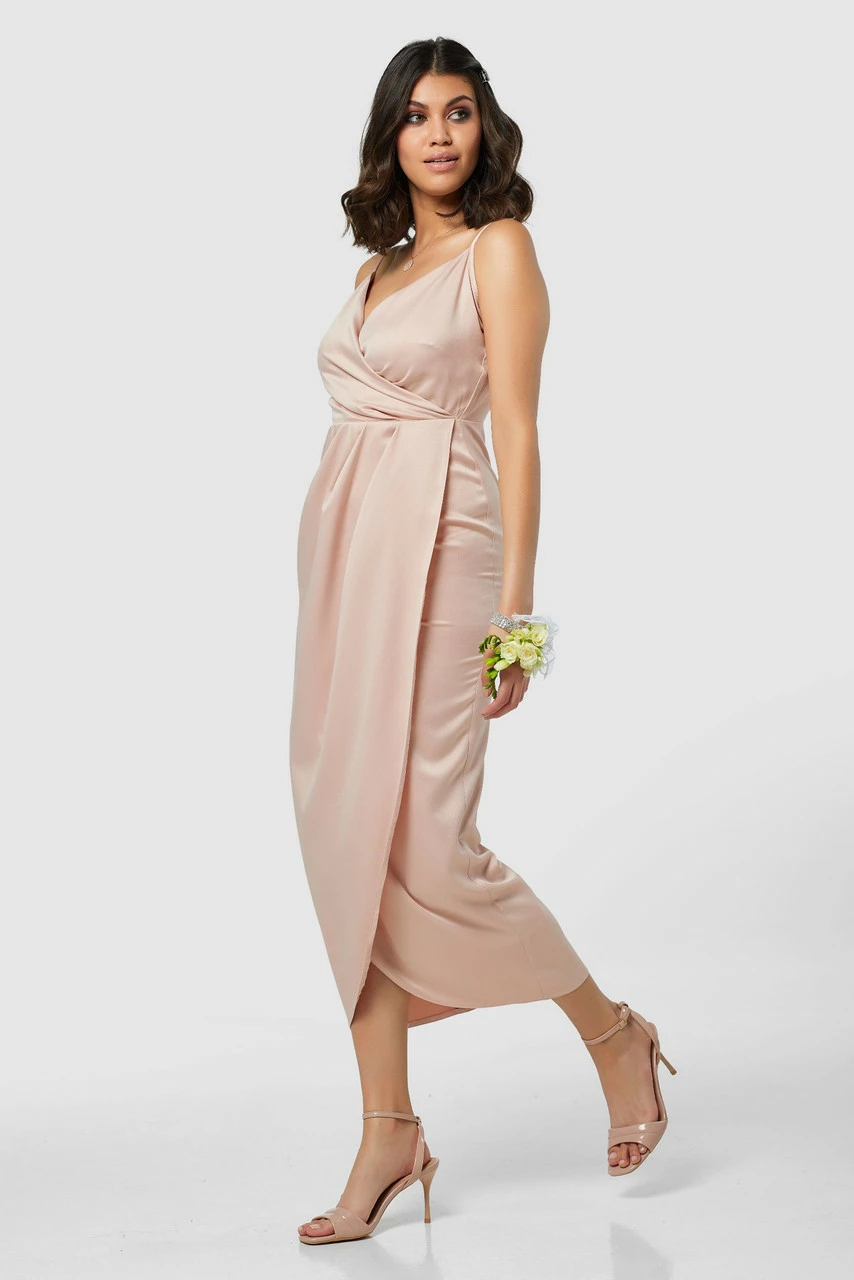 Closet London Blush Pink Midi Wrap Slip Dress 5 Closet London Blush Pink Midi Wrap Slip Dress - Image 3