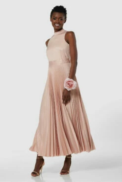 Closet London Blush Pink Pleated Skirt Midi Dress -Closet London Popular Shop D7982 20211026 Closet London2436 24796.1645708984