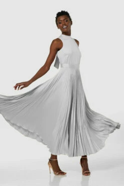 Closet London Silver Pleated Skirt Midi Dress -Closet London Popular Shop D7982 20211026 Closet London2437 66550.1645708966.1280.1280 48122.1650533007