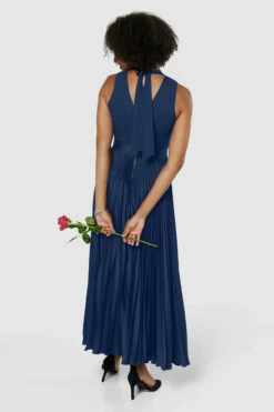 Closet London Navy Blue Pleated Skirt Midi Dress -Closet London Popular Shop D7982 20220620 Closet London16351 86403.1657808183