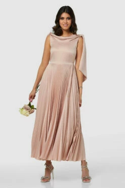 Closet London Blush Pink Draped Neck Midi Dress -Closet London Popular Shop D7993 20211026 Closet London2936 98059.1645709203