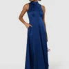 Closet London Navy High Neck Maxi Dress
