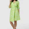 Closet London Lime Green Floral Print Gathered Raglan Wrap Dress -Closet London Popular Shop D8030 20211026 Closet London 0467 59048.1647277510